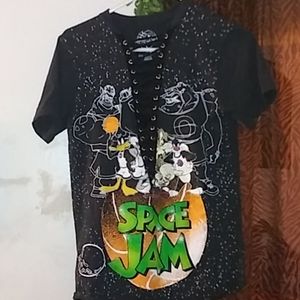 Black Space Jam lace up tee